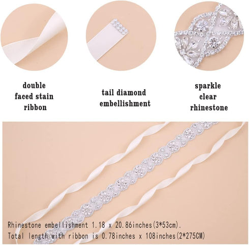 Bridal Belt and Sashes with Rhinestones handmade wedding belt for bridesmaid Prom Gowns plus size...