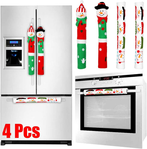 TONAK Refrigerator Handle Covers Christmas Decorations for Kitchen Appliance Oven Door Handle Xmas Decor Ornaments Snowman Set of 4