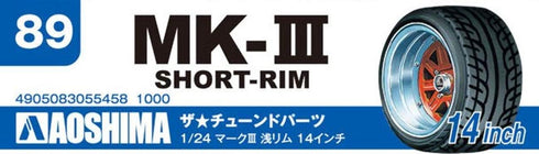 Aoshima 55458 Tuned Parts 89 1/24 Mark III Short Rim 14inch Tire & Wheel Set...