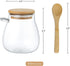 Joeyan Glass Jar with Airtight Bamboo Lid and Spoon Attached, 12 oz Salt Sugar Spice Seasoning Container, Clear Condiment Pot, Glass Food Storage ...