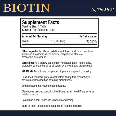 Puregen Labs Biotin 10,000 MCG Supports Healthy Hair, Skin & Nails - High Potency Beauty Support - Non-GMO, Gluten Free | 360 Vegetarian Tablets...