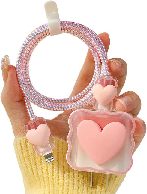 ZOSTLAND 5 in 1 DIY 18W 20W Heart Shape Protector Data Cable USB Charger Line Earphone Wire Saver Organizer Compatible with iPhone 11 12 13 14 15 ...