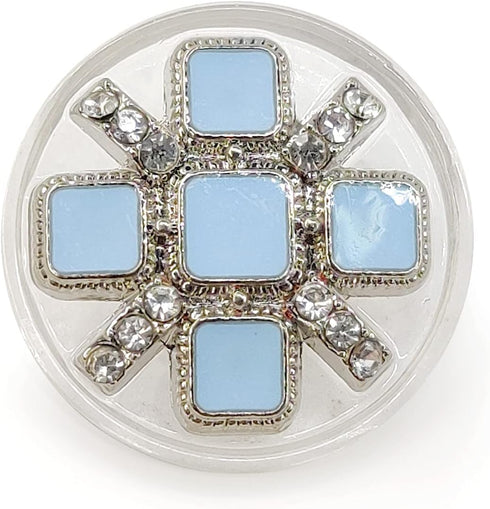 Clear Resin Base Silver Lake Blue Enamel Piece Silver Sewing Shank Buttons 20 Pcs - 18mm, 23/32"...