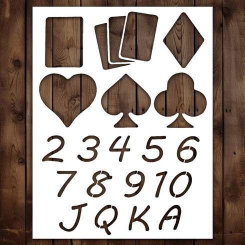 Playing Cards Stencil | Reusable Poker Card Games Las Vegas Stencils for Painting on Wood, Glass, Wall, Rock, Fabric, Walls, Canvas, Glassware | P...