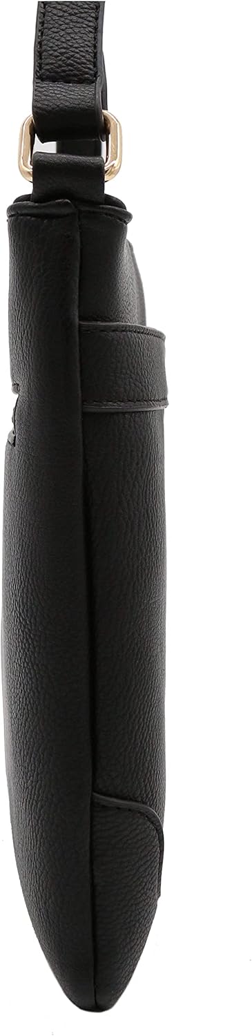 Medium Size Solid Modern Classic Crossbody Bag with Gold Plate...