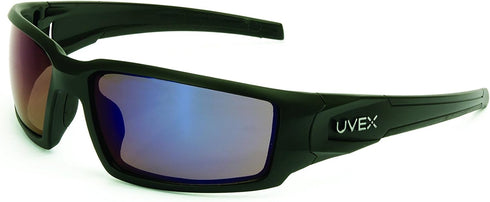 Uvex by Honeywell Hypershock Safety Glasses, Black Frame with Blue Mirror Lens & Anti-Scratch Hardcoat (S2945)...