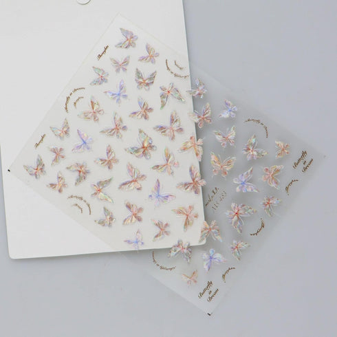 JMEOWIO 3D Embossed Aurora Butterfly Nail Art Stickers Decals Self-Adhesive 5D Nail Supplies Nail Art Design Decoration Accessories 1 Sheets...