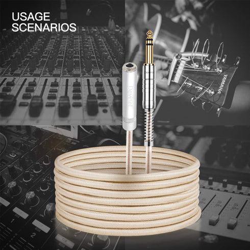 Devinal 1/4 Extension Cord, 6.35mm Quarter Inch Gold Plated Nylon Braided Durable Audio Cable Stereo Cord, 10 Feet 3Meters...