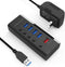 Powered USB Hub, RSHTECH USB 3 Hub with 4 USB 3.0 Data Ports + 1 USB Fast Charging Port, USB Splitter with 24W(12V/2A) Power Adapter and Individua...