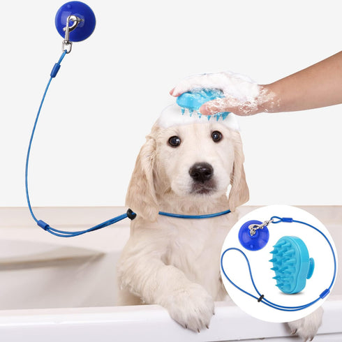 Petbobi Adjustable Dog Bath Tether, Dog Bathing Leash with Heavy Suction Cup and Soft Bath Brush, Dog Grooming Tub Restraint Perfect for Shower, B...