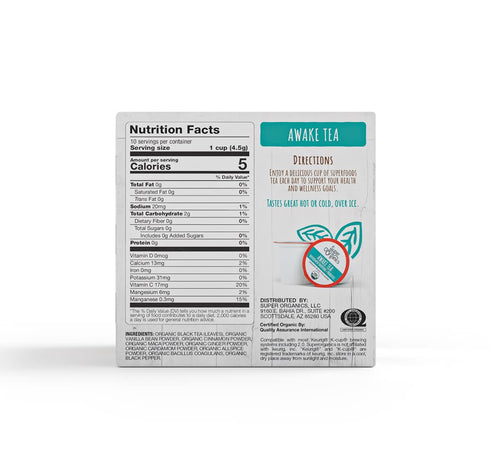 Super Organics Awake Black Tea Pods With Superfoods & Probiotics Keurig K-Cup Compatible Energy, Revitalizing, Refreshing Tea USDA Certified Organ...