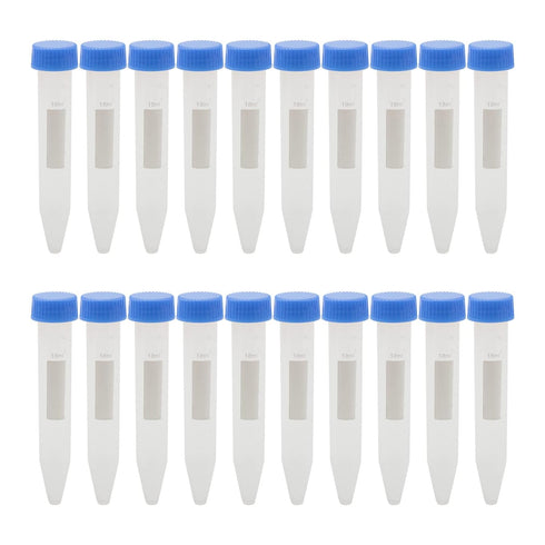 10ml Centrifuge Tube Conical Bottom Blue Screw Cap with Clear Graduation and Writing Area, Pack of 20...