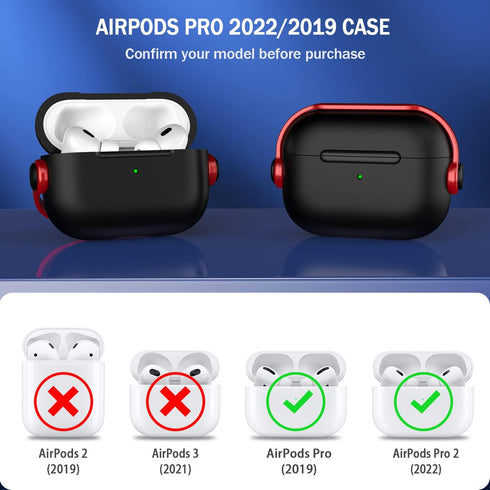 R-fun Airpods Pro Case (2nd/1st Gen,2023/2022/2019) with Secure Lock & Cleaning Kit, Music Headset Earphone Protective Case Cover Compatible with ...