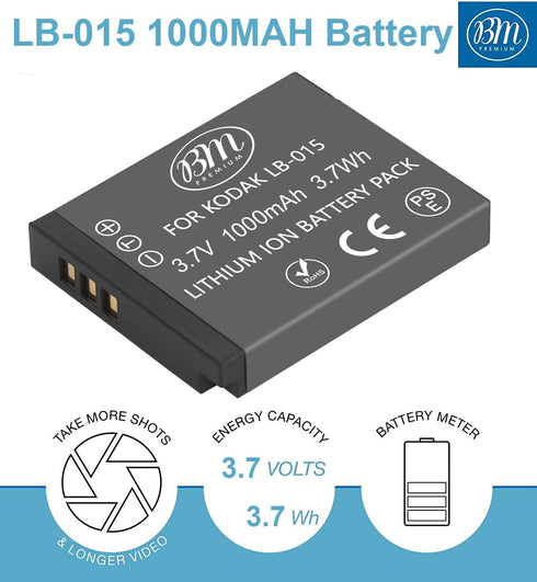 BM Premium LB-015 Battery for Kodak PIXPRO WPZ2 Digital Camera...