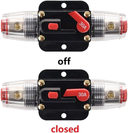 30A Fuse Holders 30A-300A Auto Car Protection Stereo Switch Inline Circuit Breaker Reset Fuse Inverter for Car Audio System Protection 12V-48V DC ...