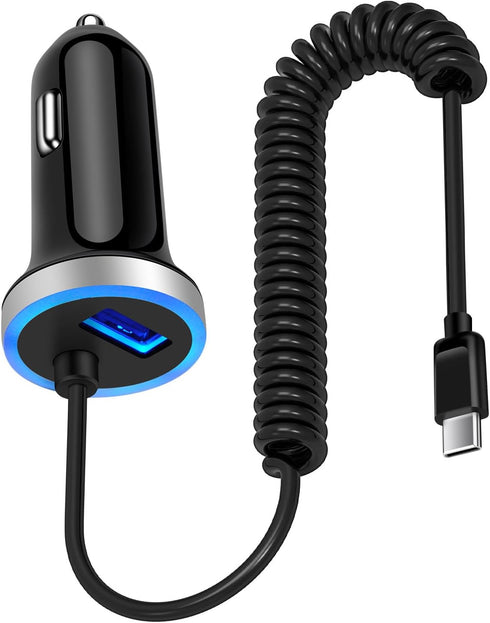 3.4A Car Charger Fast Charging for Google Pixel 8a/8 Pro/8/6 Pro/7 Pro/6a/7/7a,Samsung Car Charger + 3FT Coiled USB C Cable for Samsung Galaxy A55...