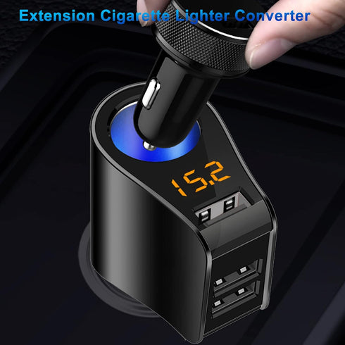 LIHAN Cigarette Lighter Socket Adapter, Car Charger fit for 12V/24V Outlet Plug Splitter with Multi USB Ports, Voltmeter Compatible for iPhone, Ga...