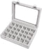 Jewelry Box 24 Grid Velvet Earrings Holder Tray Detachable Earring Case Jewelry Showcase for Drawers Glass Clear Lid Organizer Jewelry Display Sto...