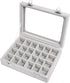 Jewelry Box 24 Grid Velvet Earrings Holder Tray Detachable Earring Case Jewelry Showcase for Drawers Glass Clear Lid Organizer Jewelry Display Sto...