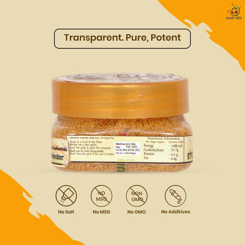 Shudh India Asafoetida (Hing) Powder, 100% Pure, Salt Free, No Added Preservatives, Aromatic & Natural, Ground Asafetida for Cooking, Vegan, Non-G...