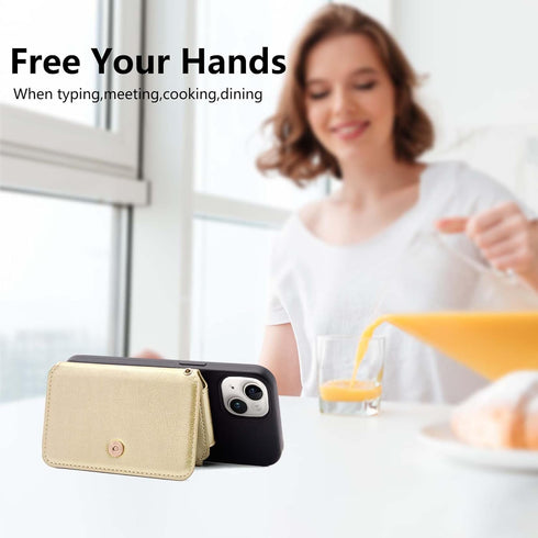 M-Plateau Phone Wallet Stick On PU Leather Card Holder With Zipper Coin Pocket Compatible with iPhone and iPhone Case for Women With 3M Adhesive A...