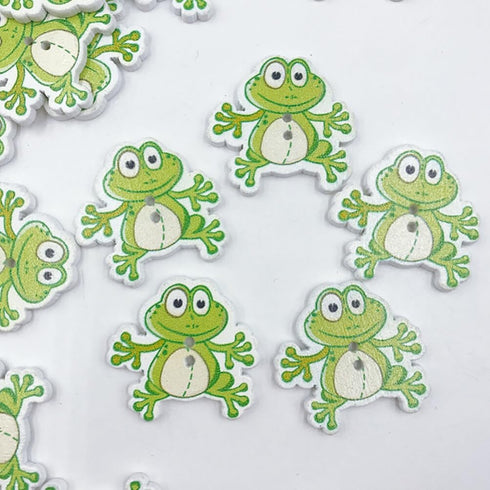 Healifty 50Pcs DIY Wooden Buttons,Sewing Buttons Frog Buttons 2 Holes Buttons Animal Buttons for Sewing DIY Craft Multicolored...