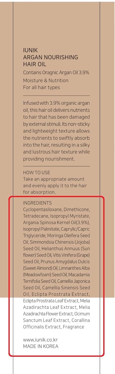IUNIK Argan 3.9% Hair Oil Serum Nourishing for Dry and Damaged Hair - Anti Frizz Lightweight Hair Treatment Deep Conditioner Mask, Paraben and Sul...