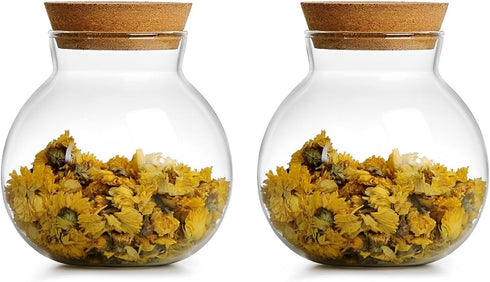 Spherical Glass Jar With Cork Lid Airtight - 17oz Candy Jar Kitchen Glass Jar - for Preserving and Storing Coffee, Spice, Beans, Sugar, Apothecary...