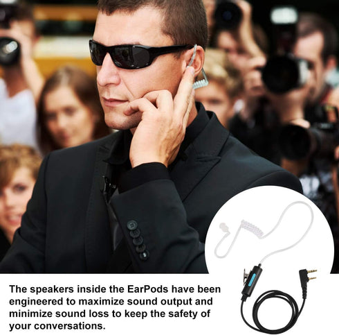 SAMCOM Walkie Talkies Earpiece with Mic PTT 2 Pin K Head Acoustic Tube Headset Earphone Surveillance Covert Air Tube Ear Piece FPCN30A FPCN10A Rad...