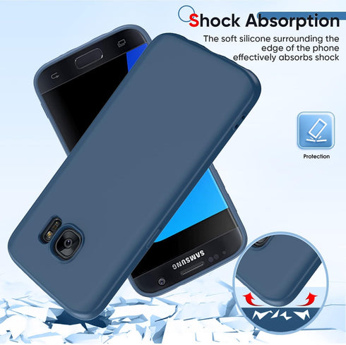 LeYi for Galaxy S7 Case: Samsung S7 Phone Case with 2 Pack Tempered Glass Screen Protector for Women Men, Liquid Silicone Slim Gel Rubber Protecti...