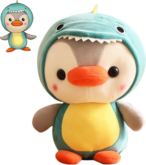 Duck/Penguin Stuffed Animal in Dinosaur Costume Adorable Plushies Wearing Green Dinosaur Outfit Plush Toys Great for Kids and Lovers,Stuffed Pengu...