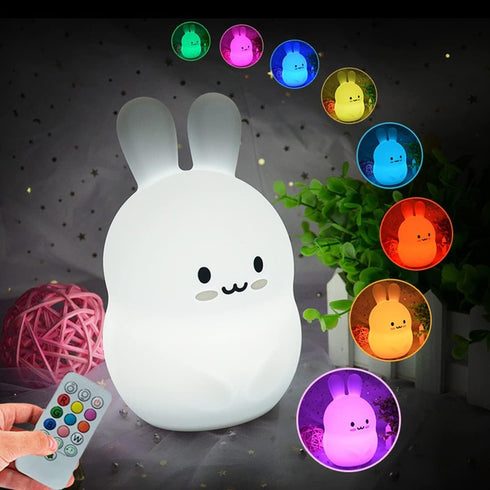 Rabbit Night Lights for Kids, Babies Nursery Lamp, Kids lamp, Child Bedroom Bedside Lamp, Changeable Brightness & Color Children's Table Night-Lig...