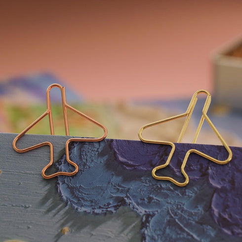 100pcs Airplane Shape Paper Clips with Tin, Rose Gold and Yellow Gold, Funny Cute Paperclips Bookmarks Planner Clips for Fun Office Supplies Schoo...