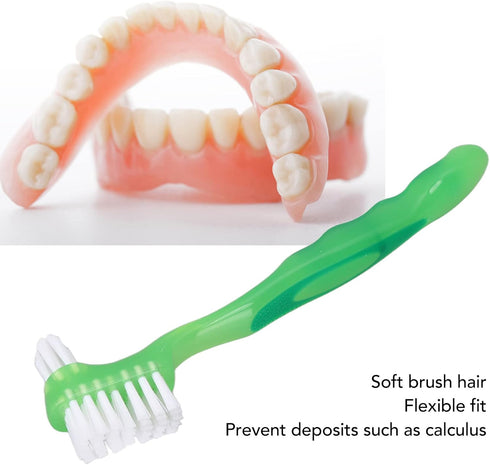Brushes Double Bristle Head Pr, 5pcs Denture Brush Set BrushesDenture Care 5pcs Denture Brush Set (Green)...