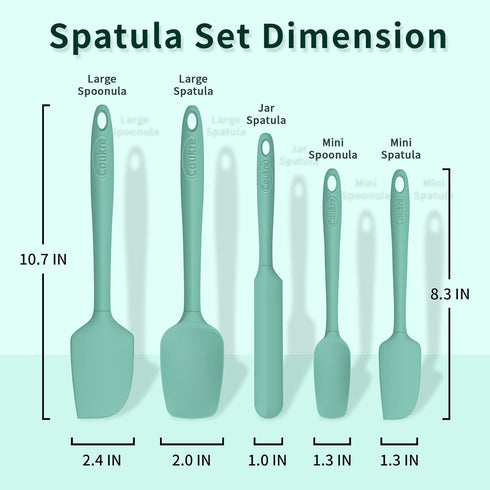 Silicone Spatula Set of 5,High Temperature Resistant, Food Grade Silicone, Dishwasher Safe, for Baking, Cooking (Pure Aqua Green)...