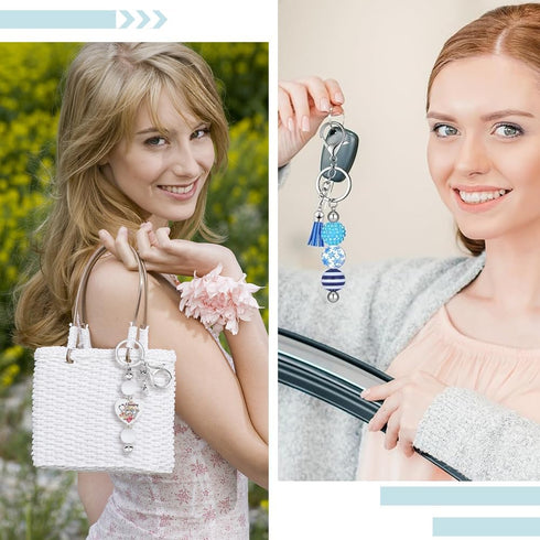 SUNNYCLUE 1 Box 40Pcs Beadable Keychain Bar Beadable Keychains Metal Beaded Keychain Charms Keychain Bar Bulk with 20Pcs Open Jump Rings for Jewel...