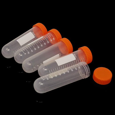Honbay 10PCS 50ml Round Bottom Plastic Lab Centrifuge Tubes Laboratory Test Tubes with Screw Cap and Graduation Frozen Vial Container Sample Stora...