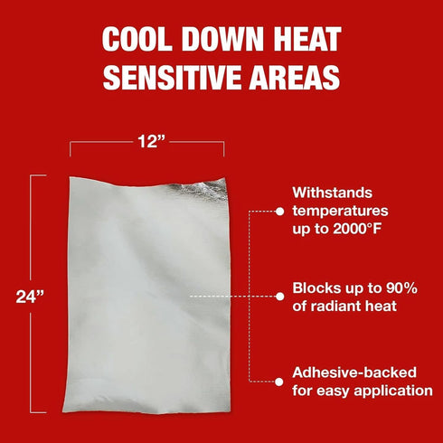A-Team Performance, 13575 Adhesive Backed Aluminized Fiberglass Heat Shield Barrier Up To 2000 Degrees Fahrenheit Multi-Purpose, Compatible with F...