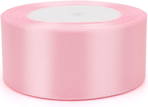 1-1/2 inch Light Pink Solid Satin Ribbon 25 Yards 100% Polyester Fabric Soft and Durable for Wedding Invitations, Bridal Bouquets, Sewing, Party D...