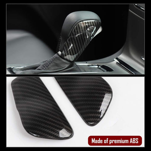 CheroCar Carbon Fiber Grain Gear Shift Knob Decoration Trim for 2017-2020 Jeep Grand Cherokee, Interior Accessories, 2 Pack...
