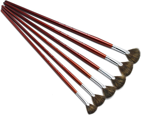 high-Grade Mink 6 pcs/Set Fish Tail Fan Shape Watercolor Gouache Acrylic Painting Pen Artist Oil Painting Brushes Art Supplies...