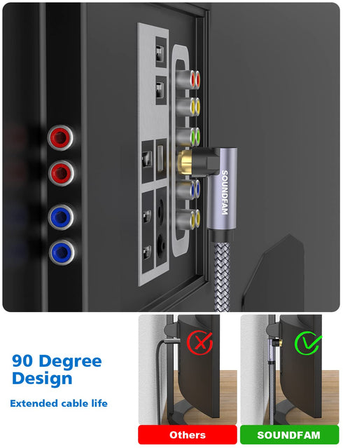 90 Degree Subwoofer Cable 3ft/1M,Right Angle RCA Cable Male to Male for Subwoofer?Amplifier-Grey...