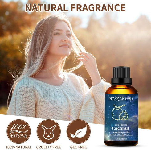 BURIBURI Pure Sandalwood Essential Oil and Coconut Oil 100ml Organic Aromatherapy Oils 3.38 fl.oz Coconut Essential Oil for Diffuser Humidifier...