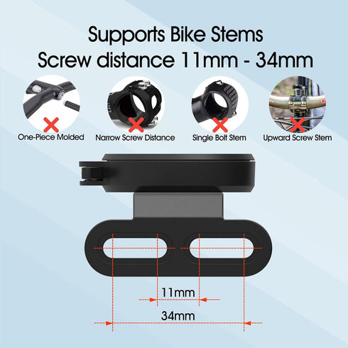 Quick-Release Mountain Bike Phone Mount, Out-Front Bicycle Phone Mount for Bike Mtb Road Bike Stem, Aluminum Bike Phone Holder with Adhesive Adapt...
