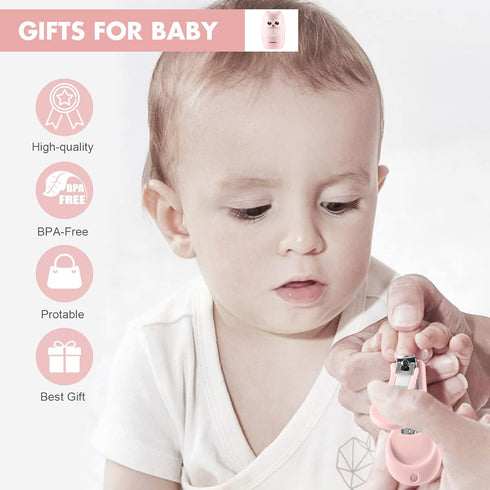 Baby Nail Clippers, 4-in-1 Safe Baby Nail Kit with Cute Case, Nail Clipper, Scissors, Tweezers, Baby Nail File Set for Newborn, Infant, Toddler an...