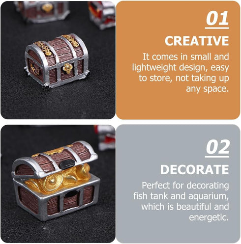 5pcs Pirate Chest Delicate Aquarium Decor Treasure Chest Decor Fish Tank Accessory Microlandscape Treasure Case Aquarium Supply Resin Craft Resin ...