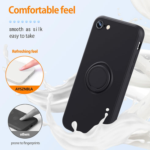 for iPhone 11 Case,with 360°Rotatable Ring Holder Kickstand & Strap Lanyard Premium Liquid Silicone Slim Anti-Scratch Shockproof Protective Case f...
