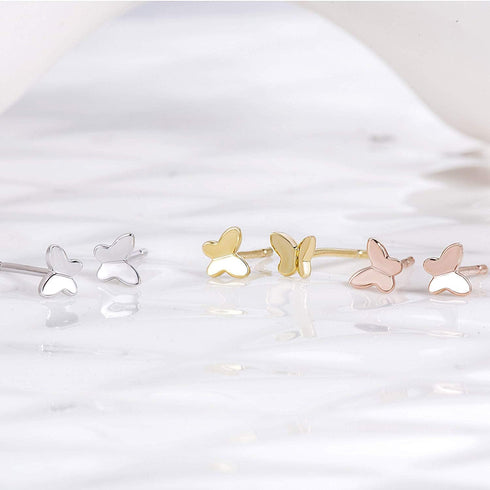 Butterfly Earrings Sterling Silver Tiny Butterfly Stud Earrings for Women Gold Minimalist Earrings Dainty Hypoallergenic Earrings for Sensitive Ea...