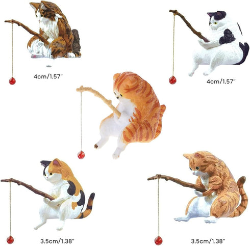 Black Fish Tank Landscaping Cartoon Fishing Cat Ornaments Aquarium Accessories Household Supplies Home Office Decorations Fishing Cat Figurine Aqu...