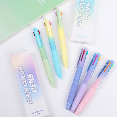 COLNK 4 Colors Ballpoint Pens in 1,Multicolor Ballpoint Pen Assorted Ink Colors,4-in-1 Colored Pens 0.7 Ballpoint for Journaling and Organizing,6 ...